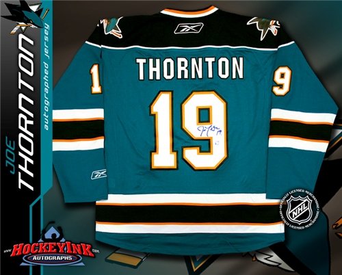 Joe Thornton Autographed/Hand Signed San Jose Sharks Teal Reebok Premier Jersey