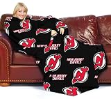 NHL New Jersey Devils Adult Comfy Throw Blanket with Sleeves