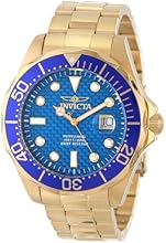 Invicta Pro Diver Men's Quartz Watch with Blue Dial  Analogue display on Gold Stainless Steel Plated Bracelet 14357