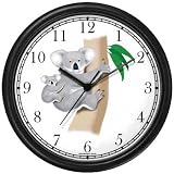 Mother Koala Bear with Baby on Tree - JP Wall Clock by WatchBuddy Timepieces (Black Frame)