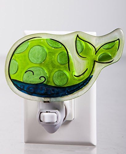 Green Painted Glass Whale Night Light