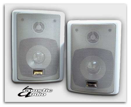 New Pair White Outdoor Speakers Acoustic Audio 151W NR