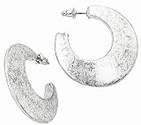 Primrose Hill E2665 Women's Silver Burnished Hoop Earrings