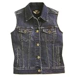 Harley Davidson Womens Stretch Denim Vest, Custom Button, Hand Warmer Pockets, Large... by Harley Davidson Vests