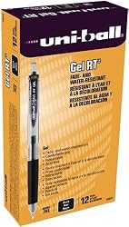 uni-ball Gel RT Micro Point Retractable Pens, 12 Black Ink Pens(69034)