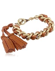 The SAK Woven Leather Tassel Toggle Tobacco Bracelet, 7.5"