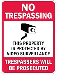BISS: SmartSign 3M High Intensity Grade Reflective Sign, Legend "No Trespassing - Video Surveillance" with Graphic, 24" high x 18" wide, Black/Red on White - Lyle Signs, Inc