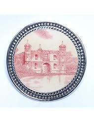 Broken China Jewelry - Johnson Brothers Castle - Sterling Silver Pin Brooch