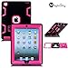 MagicSky Rugged Hybrid Dual Layer Full Body Protective Case with Kickstand for iPad 2, iPad 3 and iPad 4, Hot Pink / Black