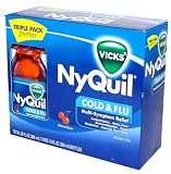 Nyquil Cold & Flu Multi-symptom Relief, Cherry Flavor, 3 Bottles of 10fl Oz (295ml), Total 30fl Oz (885ml)