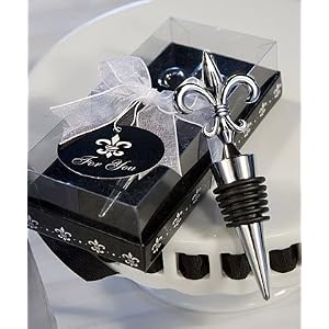 Wine Bottle Stopper Wedding Favors - Fleur De Lis, 18