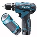 Makita DF330DWLE Akku-Bohrschrauber und Lampe, 10,8V, 1,3AH im Softbag