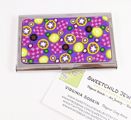 Business Card Case Credit Card Case Handmade Polymer Clay and Resin Lid Inlay Gift for Her Graduation Job Promotion