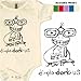 Dorky Dinosaur infant organic cotton one piece. Made in the USA, 3-6 months, natural (undyed)