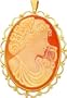 14K Yellow Gold Shell Cameo Pin Pendant Jewelry New |C