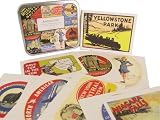 Cavallini Americana American Luggage Labels & Tags 24 Decorative sheets in Tin Cavallini Papers 24-26 sheets