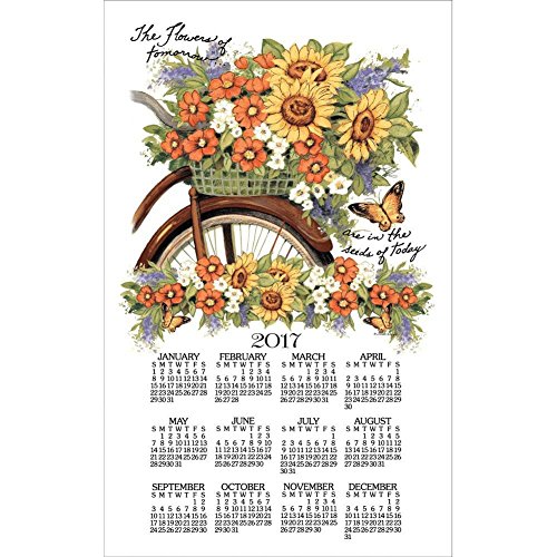 2017 Bicycle Floral Susan Winget Linen Towel Calendar (F3343)