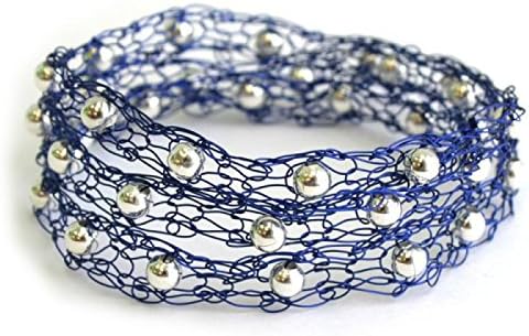 Isabella Bracelet - knitting with wire kit with video course for beginners (Blue)