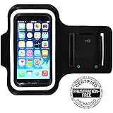 iPhone 5/5S/5c Running & Exercise Armband with Key Holder & Reflective Band | Also Fits iPhone 4/4S (Black)