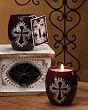 Deco Glow Brown Glass with Rhinestone Cross Candle