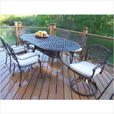 Bundle-27 Mississippi Oval Seven Piece Dining Set (3 Pieces) Fabric: Without - Finish: Antique Pewter product image