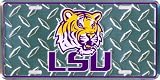 LSU diamond emboss metal license plate 6 x 12