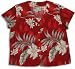 Ladies Hawaiian Floating Orchid Blouse in Brick Red, Blue, Black or Cream
