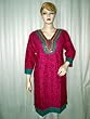 Womens Kurti Dress Pink Green Mirror Work Printed Cotton Tunic Top Medium Size