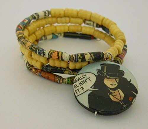 Sandman's Death Recycled Comic Book Paper Bead Boho Memory Wire Bracelet