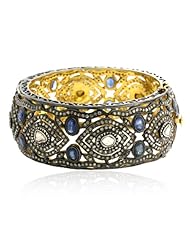 18kt Gold Diamond Pave Sapphire Gemstone Bangle Bracelet Fashion Wedding Jewelry