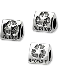Sterling Silver Reflections Green Earth Trilogy Bead