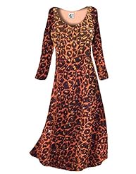 Plus Size A-line Leopard Print Glittering Polyester/Spandex Long Sleeves Maxi Dress 
