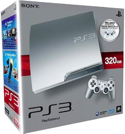 PlayStation 3 - Konsole Slim Silber 320GB mit 2 DualShock 3 Wireless Controllern