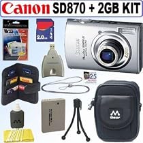 Canon PowerShot SD870IS 8MP Digital Camera (Silver) + 2GB Deluxe Accessory Kit