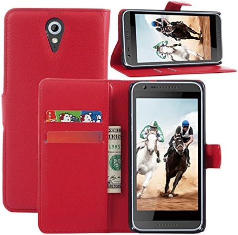 HTC desire 620 Wallet Case, [Kickstand Feature] Premium PU Leather Flip Cover - Flip Case for HTC desire 620 (Wallet-Red)