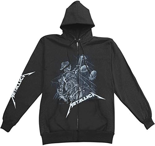 Metallica Men's Justice Sleeve Zippered Hooded Sweatshirt XX-Large Black