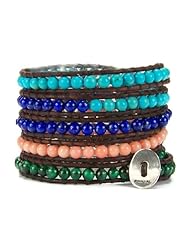 Chan Luu Malachite Coral Lapis Turquoise Wrap Bracelet Leather BS3066