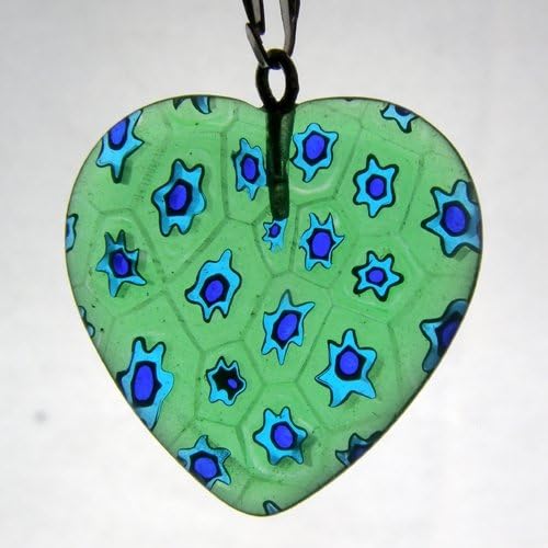 Universal Glass Green & Blue Millefiori Heart Charm