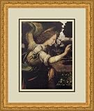 Angel (Detail from the Annunciation) by Leonardo da Vinci - Framed Artwork