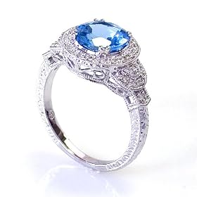 2.55 Carat 14KWG Blue Topaz Filigree Ring by CoolStyles.com