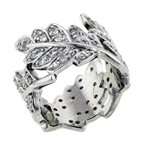 Sterling Silver Cz Leaf Right Hand Ring
