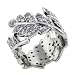 Jewelry : Sterling Silver Cz Leaf Right Hand Ring