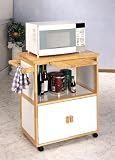 Natural & White Finish Wood Portable Kitchen Utility Table/Cart