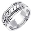 18K Handmade White Gold Braided Comfort Fit Wedding Band Width 8.5mm - Sizes 5 to 13