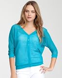 bebe Mesh V-Neck Button Front Cardigan