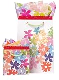 The Gift Wrap Company Poppy Petals Printed Cotton Petite Square Gift Bag With Lace Trim (Pack of 12)