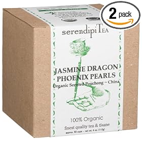 SerendipiTea Jasmine Dragon Phoenix Pearls, Organic Scented Pouchong Tea & Tisane,... by SerendipiTea
