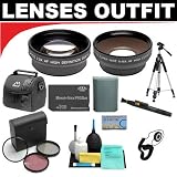 2x Digital Telephoto Professional Series Lens + 0.5x Digital Wide Angle Macro Professional Series Lens + 3 Piece Digital Camera Filter Kit + 2GB Memory Stick + Deluxe DB ROTH Super Savings Accessory Kit For The Sony DCR SR42, SR45, SR46, SR47, SR62, SR65, SR67, SR82, SR85, SR87, SR200, SR220, SR300 Camcorders