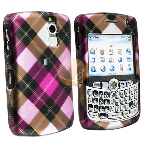 Clip-on Case for Blackberry Curve 8300, Pink Diagonal Plaid