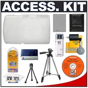 Snug-It Tight Fit Camera Skin (Clear White) with Spare NB-5L Battery + Secure Digital Card Reader +... by Delkin